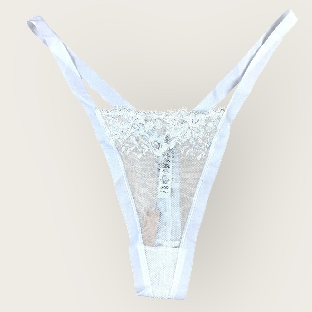 Skims Women's Stretch‎ Femme Lace Butterfly Thong Marble White Sz 3XL NWT